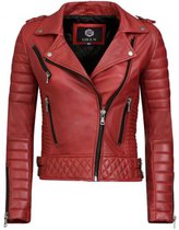 GILL'S STILETTO RED - Dames Leren Jas - Biker Jack - 100% Lamsleer - Rood