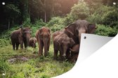 Muurdecoratie Wilde olifanten - 180x120 cm - Tuinposter - Tuindoek - Buitenposter