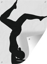 Tuinposter - Tuindoek - Tuinposters buiten - Yoga - Vrouw - Wit - 90x120 cm - Tuin