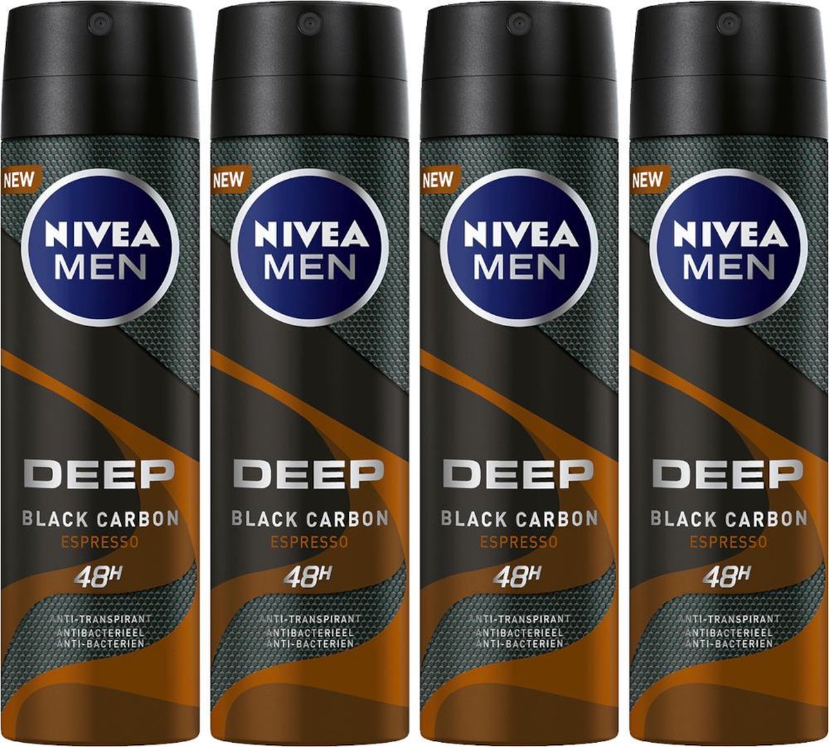NIVEA MEN Deep Espresso Deodorant Spray - Voordeelverpakking 4 x 150 ml