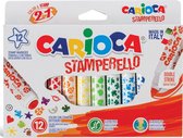 Stylo tampon Carioca Superwashable 12 marqueurs (= 12 couleurs et 12 motifs de tampons)