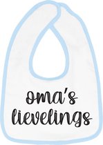 Hospitrix Slabbetje met tekst " Oma's lievelings" Blauw - Cadeau Zwangerschap - Baby Kwijldoek - Kwijllap - Morslap - Bavette