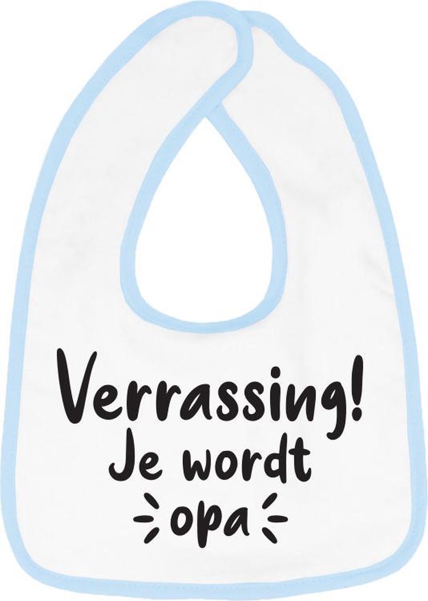 Goedkoopste Hospitrix Slabbetje met tekst Verrassing! Je wordt opa! Blauw - Cadeau Zwangerschap - Baby Kwijldoek - Kwijllap - Morslap - Bavette - Bekendmaking - Aankondiging - Aanstaande Moeder - Moederdag