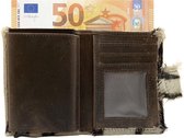 Cardprotector - Mini wallet - Mini portemonnee - Leren pasjeshouder donkerbruin leer met zebra print – Creditcardhouder