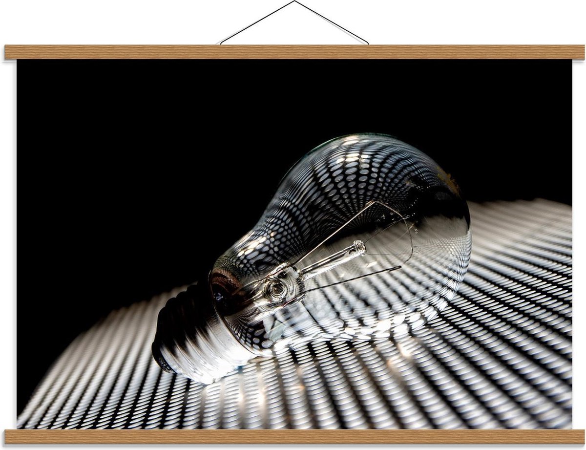 Schoolplaat – Gloeilamp op Rooster - 90x60cm Foto op Textielposter (Wanddecoratie op Schoo