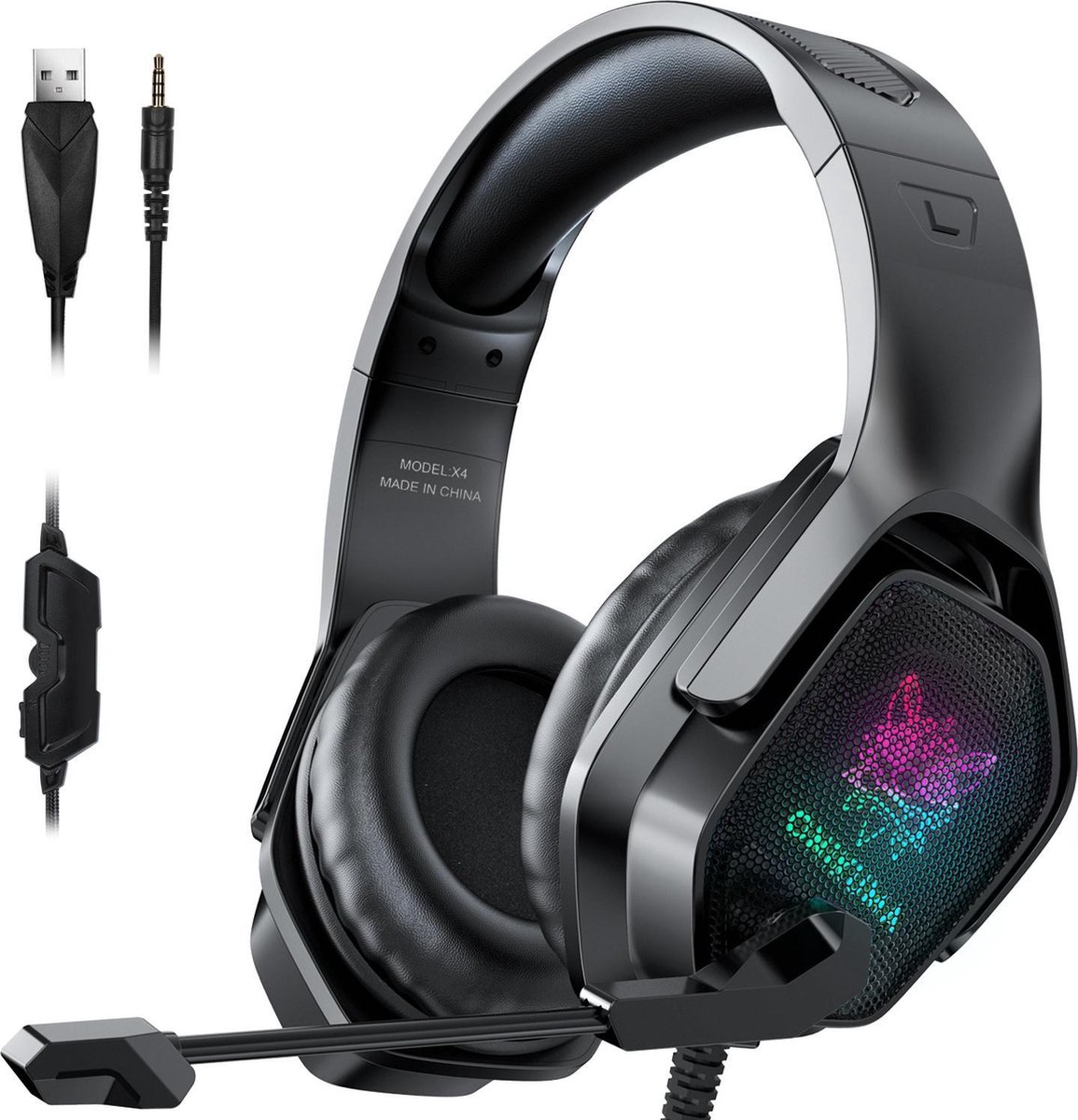 ONIKUMA X4 - Gaming headset - Zwart - RGB - Metalen gaasafdekking - PS5 + PS4 + PC + Xbox One + Nintendo Switch