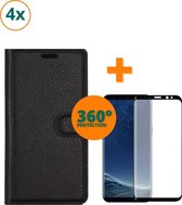 Fooniq Boek Hoesje Zwart 4x + Screenprotector 4x - Geschikt Voor Samsung Galaxy S9