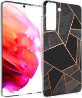 iMoshion Hoesje Geschikt voor Samsung Galaxy S21 FE Hoesje Siliconen - iMoshion Design hoesje - Zwart / Meerkleurig / Goud / Black Graphic
