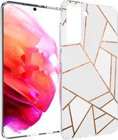 iMoshion Design voor de Samsung Galaxy S21 FE hoesje - Grafisch Koper - Wit / Goud