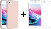 iPhone SE 2020 hoesje roze siliconen case hoes cover - 1x iPhone SE 2020 Screenprotector Screen Protector