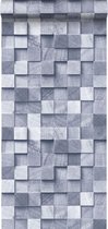 ESTAhome behang 3D-houtmotief blauw - 138526 - 53 cm x 10,05 m