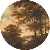 ESTAhome zelfklevende behangcirkel bosrijk landschap oranje - 159012 - 140 x 140 cm