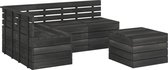 Medina 5-delige Loungeset pallet massief grenenhout donkergrijs