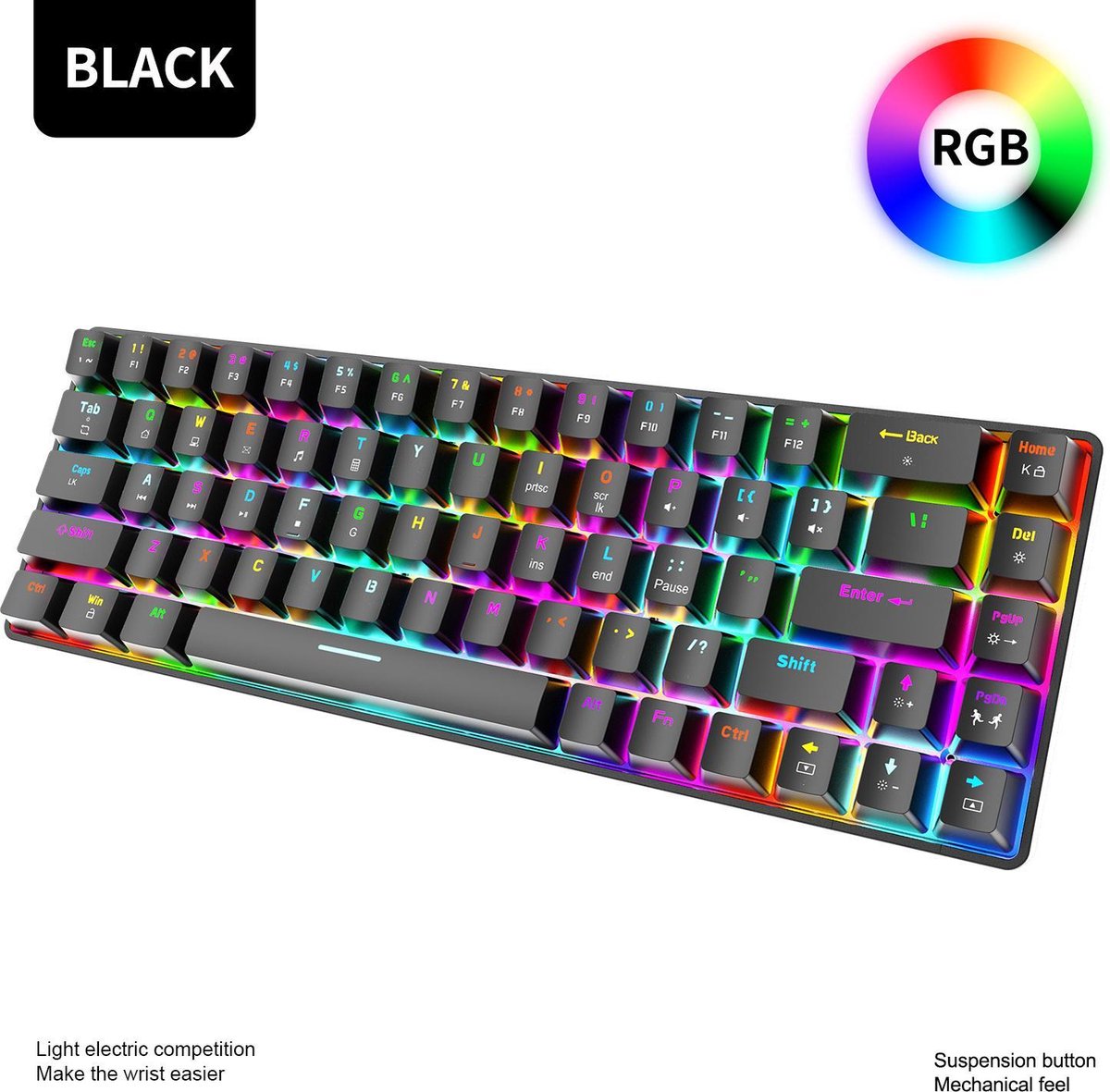 ZIYOU LANG T8 RGB Mechanisch 68Keys gaming toetsenbord - Windows/Mac game toetsenbord - Brown Switch - Mechanical Keyboard - Zwart