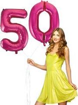 Pink cijfer ballon 50 inclusief helium gevuld.