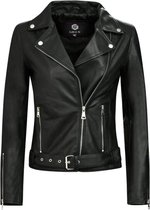 GILL'S FOXY BLACK - Dames Leren Jas - Biker Jack - 100% Lamsleer - Zwart