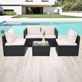 Medina 5-delige Loungeset met kussens poly rattan zwart