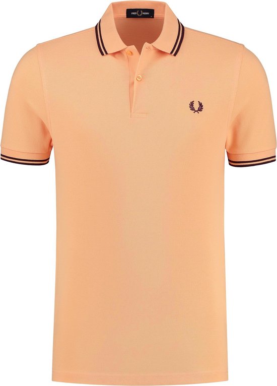 Polo Fred Perry twin Tipped - Homme - orange clair - noir
