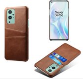 Back Cover met Opbergvakjes + PMMA Screenprotector voor OnePlus 9 _ Donkerbruin