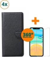 Fooniq Boek Hoesje Zwart 4x + Screenprotector 4x - Geschikt Voor Apple IPhone 12/12 Pro