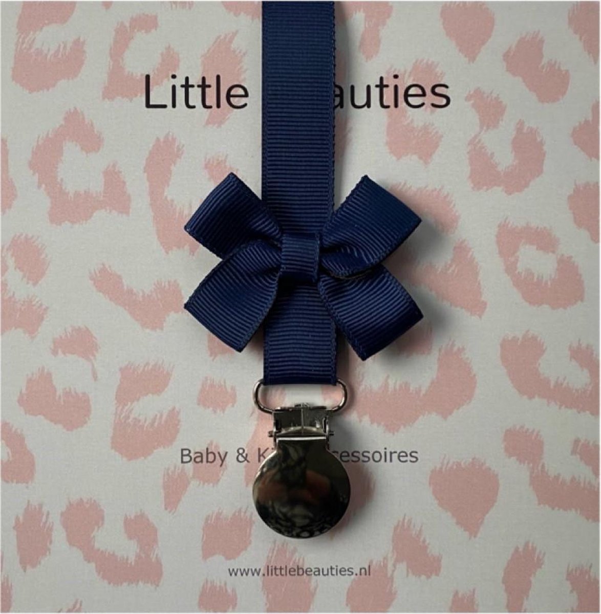 Goedkoopste Little Beauties - speenkoord blauw - baby - peuter - newborn - navy - kraamkado - babymusthave - strik - speenkoord - babyshower - kado - babygift - leeftijd 0-36 maanden