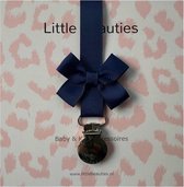 Little Beauties - speenkoord blauw - baby - peuter - newborn - navy - kraamkado - babymusthave - strik - speenkoord - babyshower - kado - babygift - leeftijd 0-36 maanden