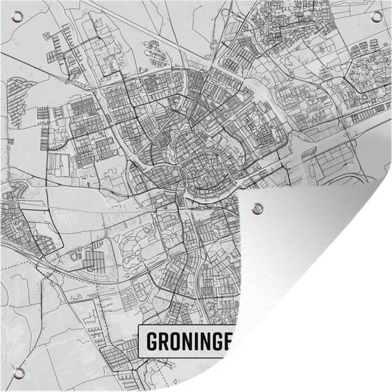Tuinposters Stadskaart Groningen - 50x50 cm - Plattegrond - Tuindoek - Buitenposter
