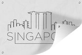 Muurdecoratie Skyline "Singapore" op een witte achtergrond - 180x120 cm - Tuinposter - Tuindoek - Buitenposter