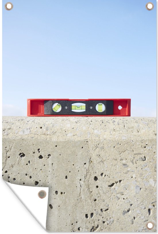 Foto: Tuindecoratie stilleven waterpas beton 40x60 cm tuinposter tuindoek buitenposter