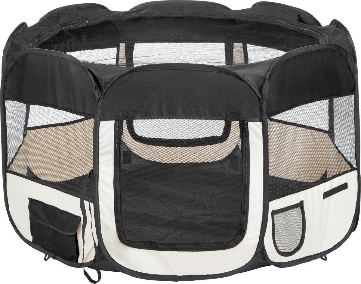Dailyibed opvouwbare puppyren - Zwart - 115x115x58 cm - Incl. draagtas - Incl. voederbak