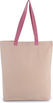 Shopper met plooi en hengsel Natural / Roze