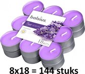 144 stuks Bolsius lavendel - lavender geurtheelichtjes (4 uur) True Scents