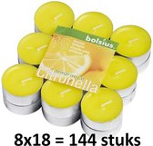 144 stuks Bolsius citronella ( citroen geurend ) geurtheelichtjes (4 uur)