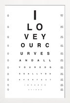 JUNIQE - Poster in houten lijst Eye Chart I Love You -40x60 /Wit &