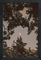 JUNIQE - Poster met houten lijst The Moon -13x18 /Blauw & Grijs