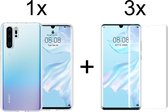 Huawei P30 Pro hoesje siliconen case transparant - 3x Beschermglas Huawei P30 Pro Screenprotector UV