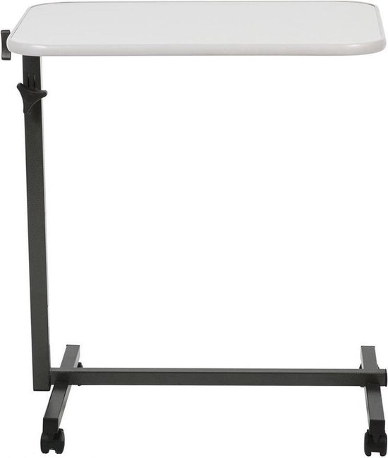 Bijzettafel - bedtafel - zijtafel - blad 60,5 x 40.5 cm - licht grijs blad  - met wielen | bol.com