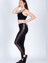 Dames Legging | legging met patroon | hoogsluitend |elastische band |hardlopen – sport – yoga – fitness legging | polyester | elastaan | lycra |zwart | L