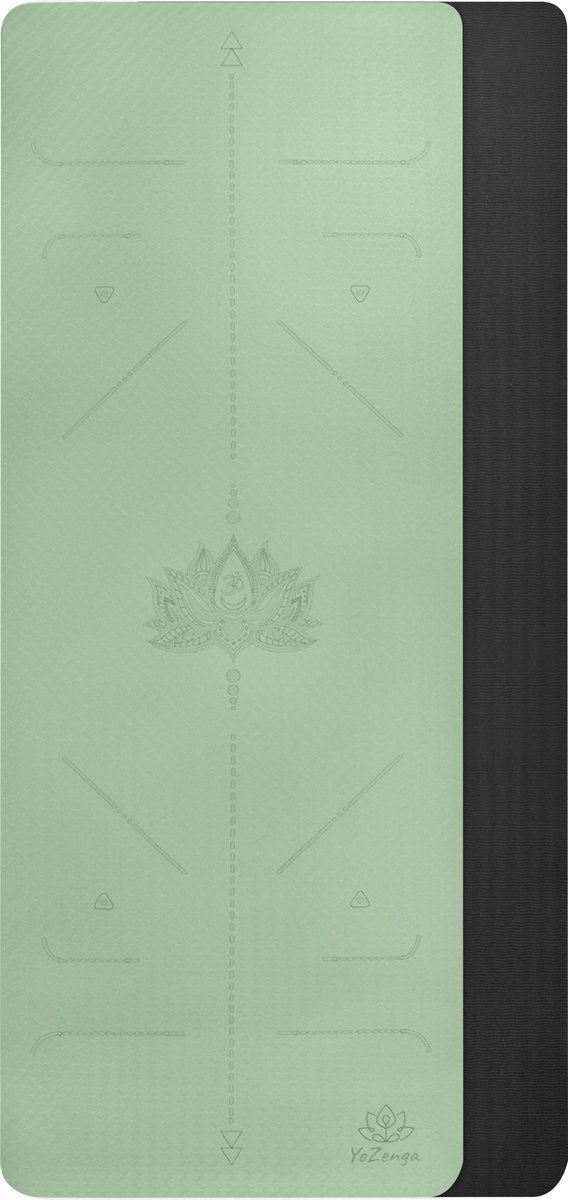 YoZenga Premium yoga mat - sportmat - Fitnessmat - extra breed - extra dik - TPE - Lotus Mint/black - Inclusief gratis draagriem - cadeautip! van YoZenga — afbeelding 3