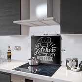 My Kitchen My Rules Tempered Glazen Spatbescherming Voor Achter de Kookplaat 52cm x 60cm