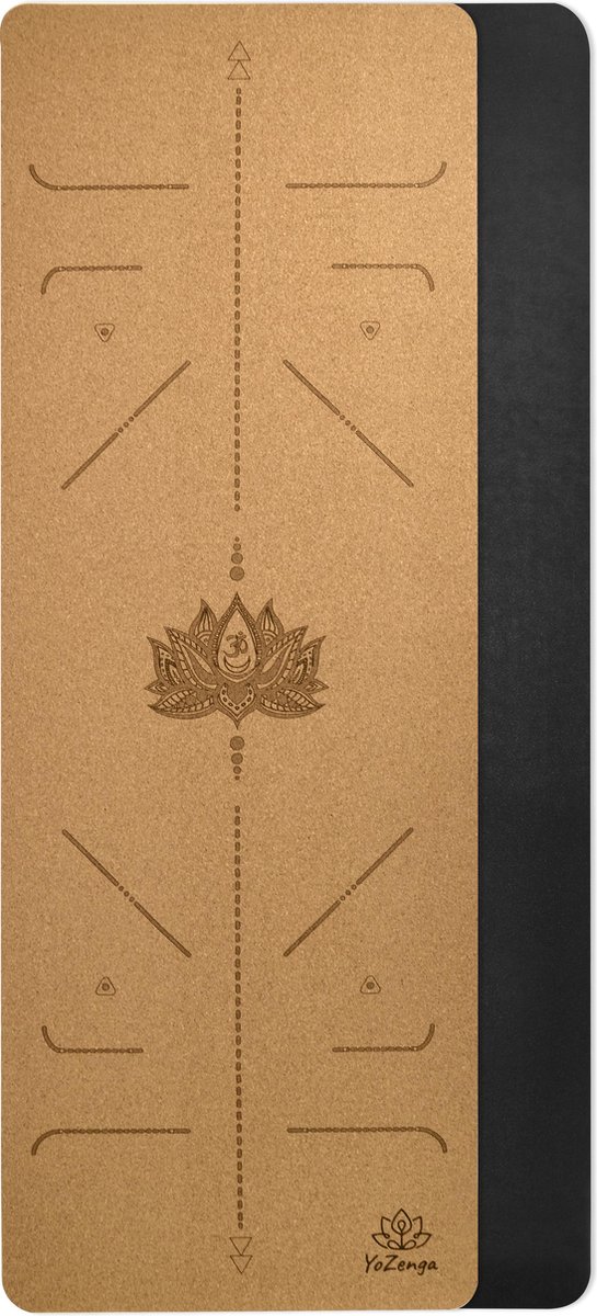 YoZenga Premium yoga mat natuurlijk kurk Lotus Flower - inclusief gratis draagriem van YoZenga — afbeelding 3