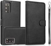 Voor Samsung Galaxy Note20 Kalf Textuur 2 in 1 Afneembare Magnetische Achterkant Horizontale Flip Lederen Case met Houder & Kaartsleuven & Portemonnee & Fotolijst (Zwart)