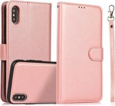 Kalf Textuur 2 in 1 Afneembare Magnetische Achterkant Horizontale Flip Leren Hoes Met Houder & Kaartsleuven & Portemonnee & Fotolijst Voor iPhone XS Max (Rose Goud)