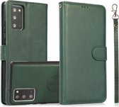 Voor Samsung Galaxy Note20 Kalf Textuur 2 in 1 Afneembare Magnetische Achterkant Horizontale Flip Lederen Case met Houder & Kaartsleuven & Portemonnee & Fotolijst (Groen)