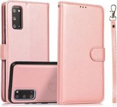 Voor Samsung Galaxy S20+ Kalf Textuur 2 in 1 Afneembare Magnetische Achterkant Horizontale Flip Lederen Case met Houder & Kaartsleuven & Portemonnee & Fotolijst (Rose Goud)