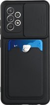 Voor Samsung Galaxy A52 5G/4G Sliding Camera Cover Design TPU-beschermhoes met kaartsleuf (zwart)