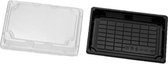 Sushi Trays 238x145x23mm PS/OPS helder/zwart combi (300 st.)
