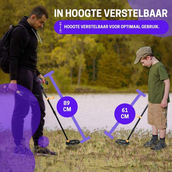 VEVOR Metaaldetector, zoekspoel, 30,5 cm, oplaadbaar, 99-127 cm, LCD-scherm, waterdicht, IP68, 7 modi, DSP-chip, bluetooth, voor goudzoeken, schattenjacht, zwart/oranje