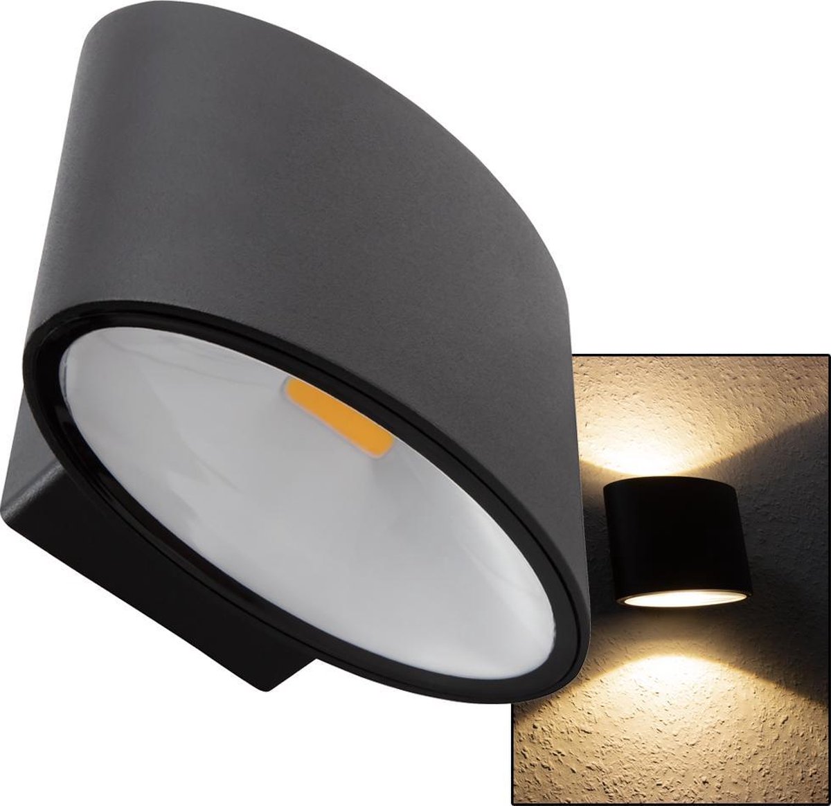 Deco WL-25 Aluminium wandlamp in het zwart- Voor binnen of buiten - 2x5W Up/Down verlichting - 600lm - 3000K - IP44
