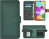 Hoesje Samsung Galaxy A41 - Bookcase - Samsung A41 Wallet Book Case Echt Leer Groen Cover